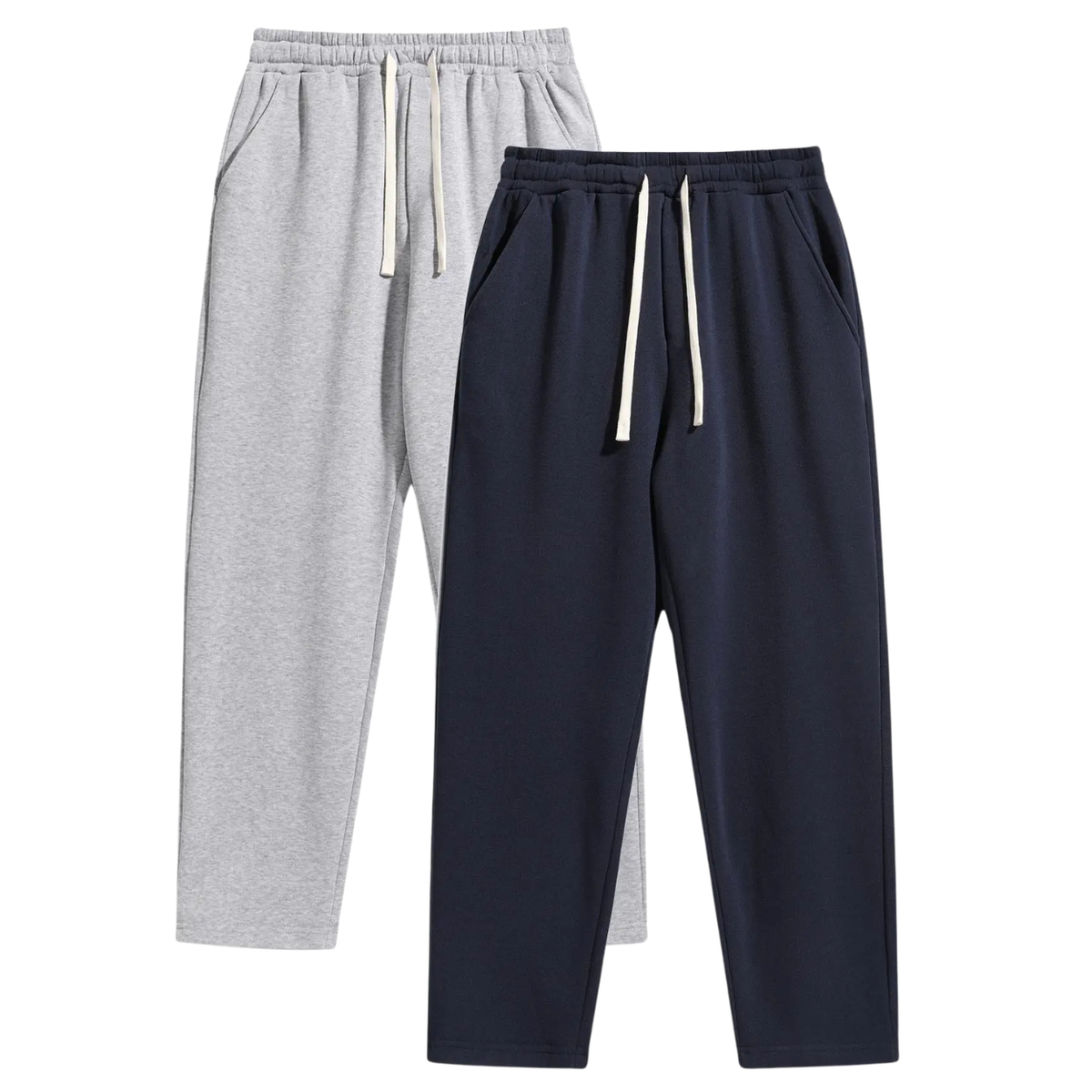 Set Of 2 Regular Fit Solid Colored Athleisure Sweatpants With Drawstrings