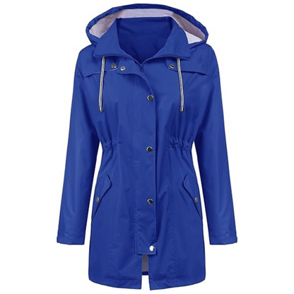 Waterproof Long Hooded Trench Coat Lined Windbreaker Travel Jacket