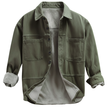 Fleece Lined Cargo Overshirt For Men