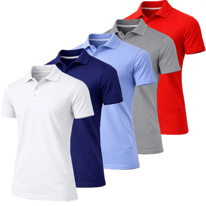 Mens Pack of 5 Dry Fit Short Sleeve Polo Shirts