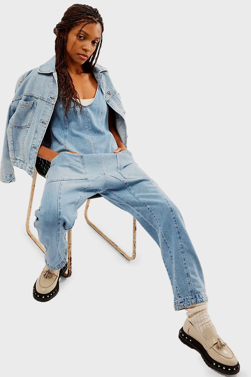 Stylish Denim Jumpsuit With Pockets