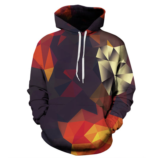 Geometrischer, klassischer 3D-Hoodie mit Rautenmuster