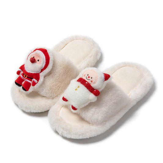 Christmas Santa Claus Printed Fluffy Slippers