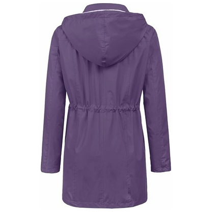 Waterproof Long Hooded Trench Coat Lined Windbreaker Travel Jacket