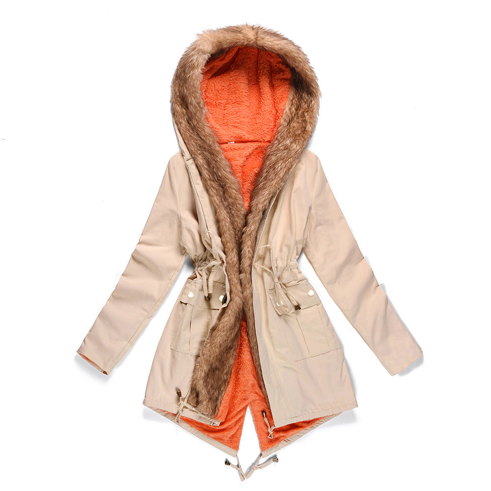 Winter Thick Mid Length Long Fur Hooded Parkas