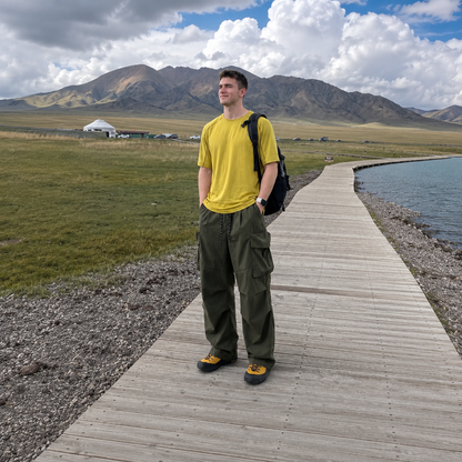 Lightweight Baggy Cargo Parachute Pants With Elastic Waist