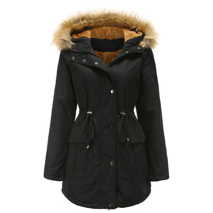 Fur Collar Fleece Lined Hooded Coat Parkas