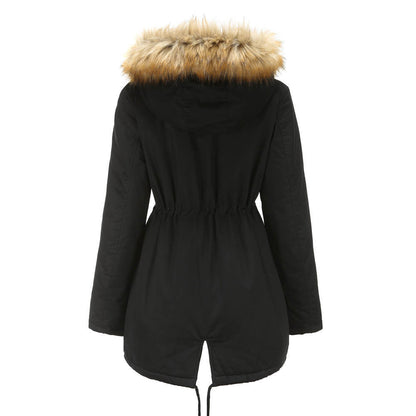 Fur Collar Fleece Lined Hooded Coat Parkas