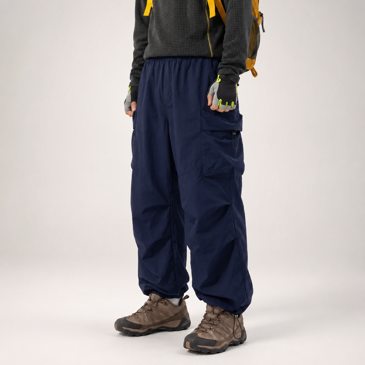 Lightweight Baggy Cargo Parachute Pants With Elastic Waist