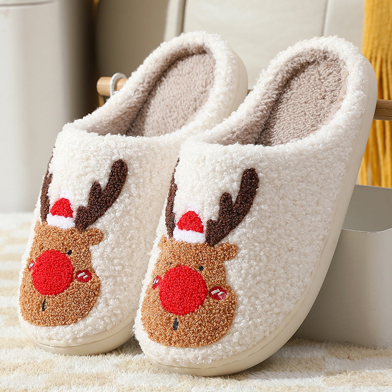 Christmas Elk Printed Soft Cozy Slippers