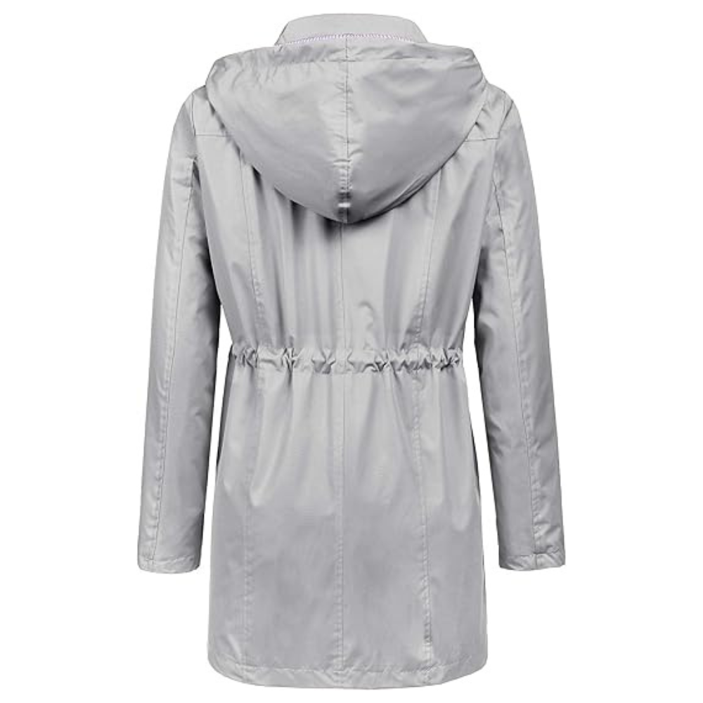 Waterproof Long Hooded Trench Coat Lined Windbreaker Travel Jacket
