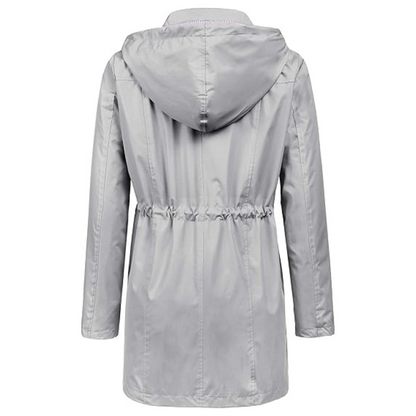 Waterproof Long Hooded Trench Coat Lined Windbreaker Travel Jacket