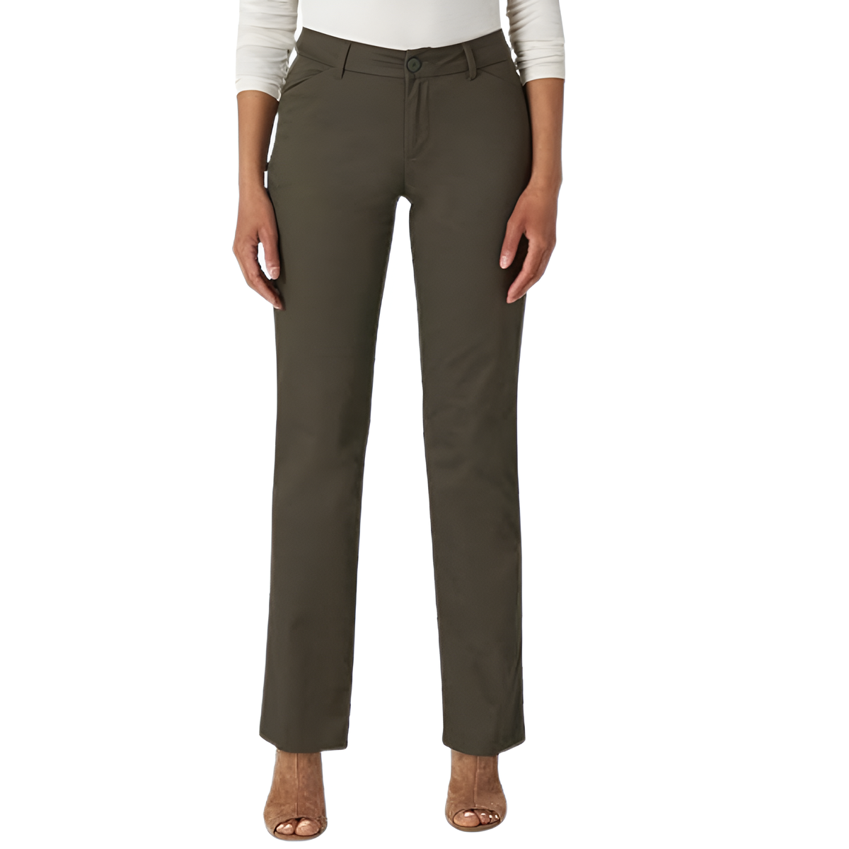 Comfortable Mid Rise Work Trousers For Women