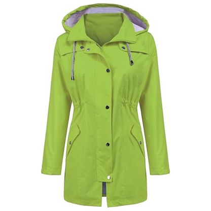 Waterproof Long Hooded Trench Coat Lined Windbreaker Travel Jacket