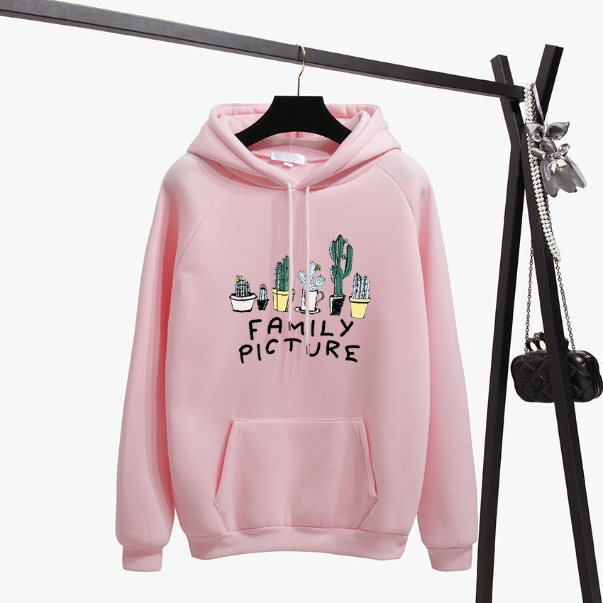 Family Picture Printed Casual Pullover Hoodie