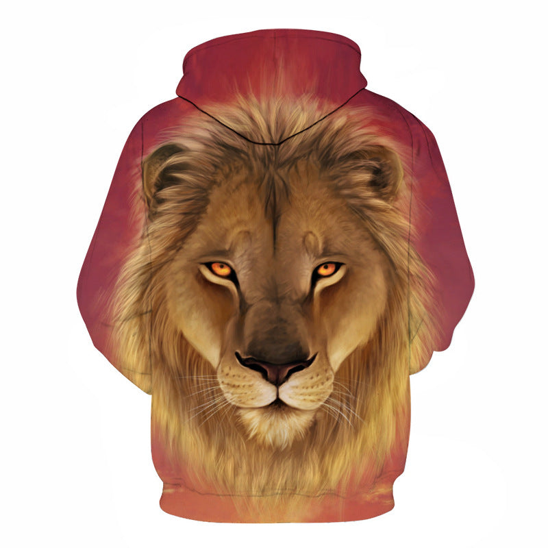 Sweat à capuche décontracté imprimé Lion en 3D