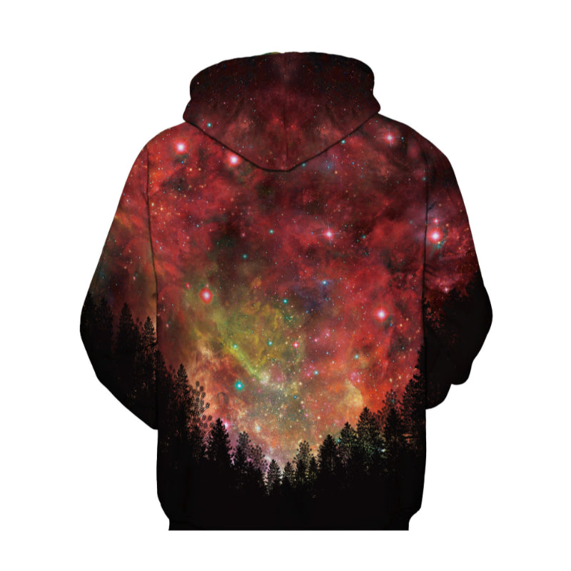 Bedruckter 3D-Hoodie mit Wald und Galaxielandschaft