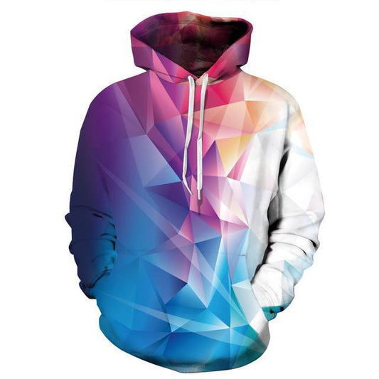 Geometric Diamonds Printed Causal Hoodie