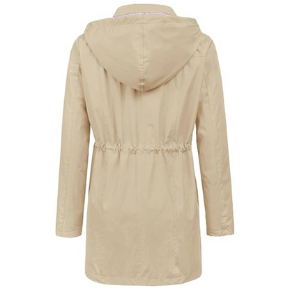 Waterproof Long Hooded Trench Coat Lined Windbreaker Travel Jacket