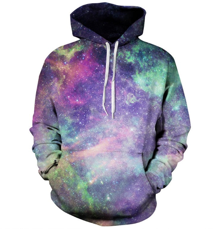 Multi Paint Shade Galaxy Printed 3D Hoodie