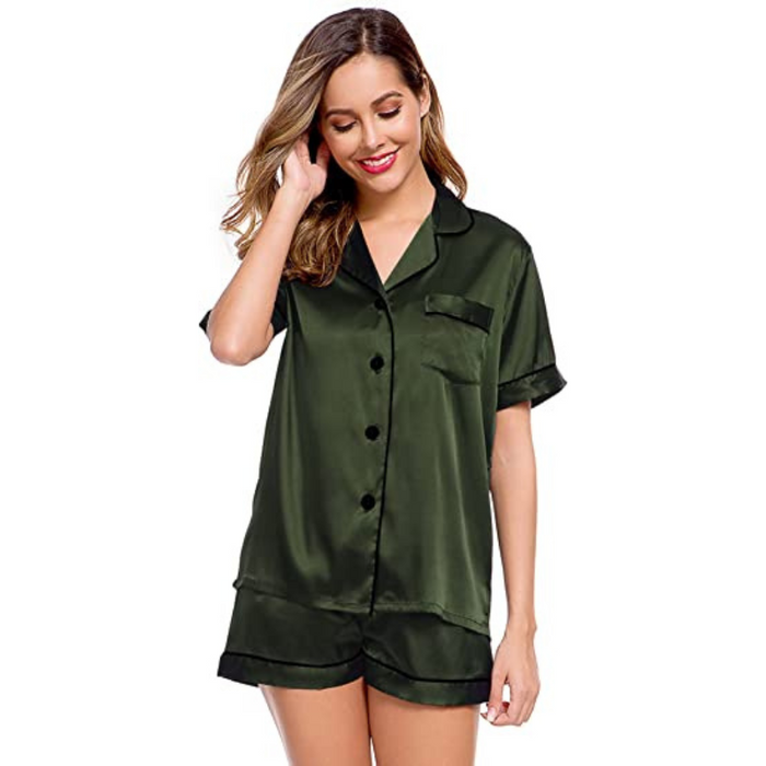 Women s Silken Short Sleeve Pajama Ensemble.