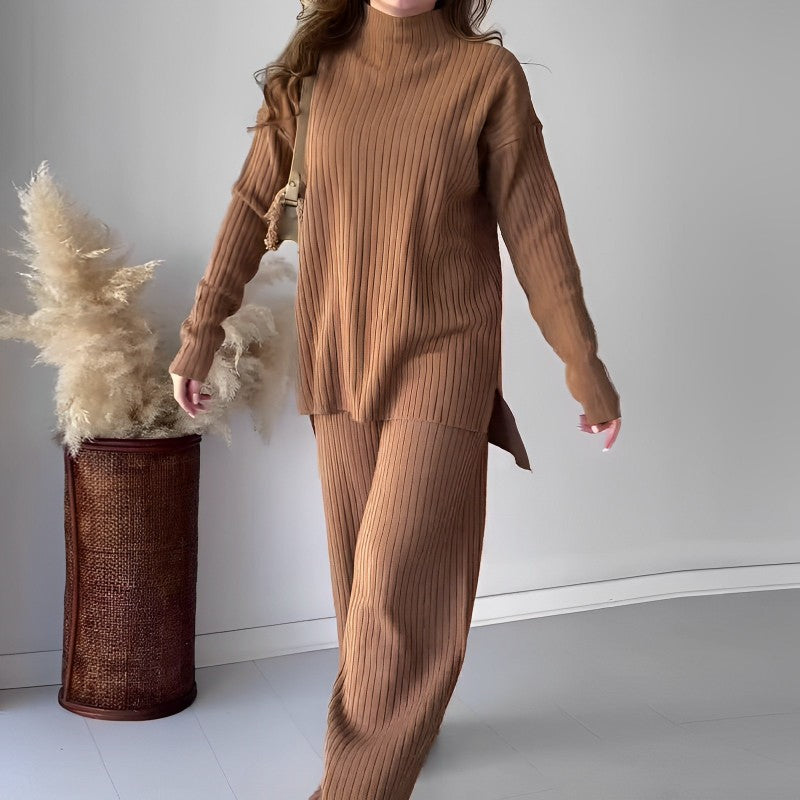 2-teiliges Loungewear-Set aus lässigem Strickoberteil und Hose mit weitem Bein