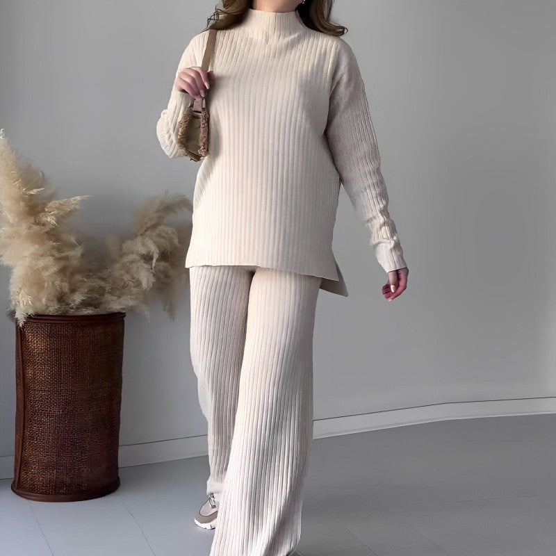 2-teiliges Loungewear-Set aus lässigem Strickoberteil und Hose mit weitem Bein