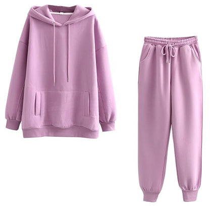 2 Pieces Everyday Casual Hoodie Pants Set