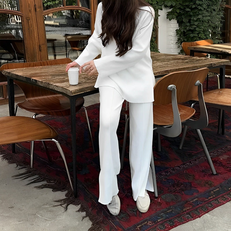 Ensemble pull et pantalon à fermeture éclair à la mode 2 pièces