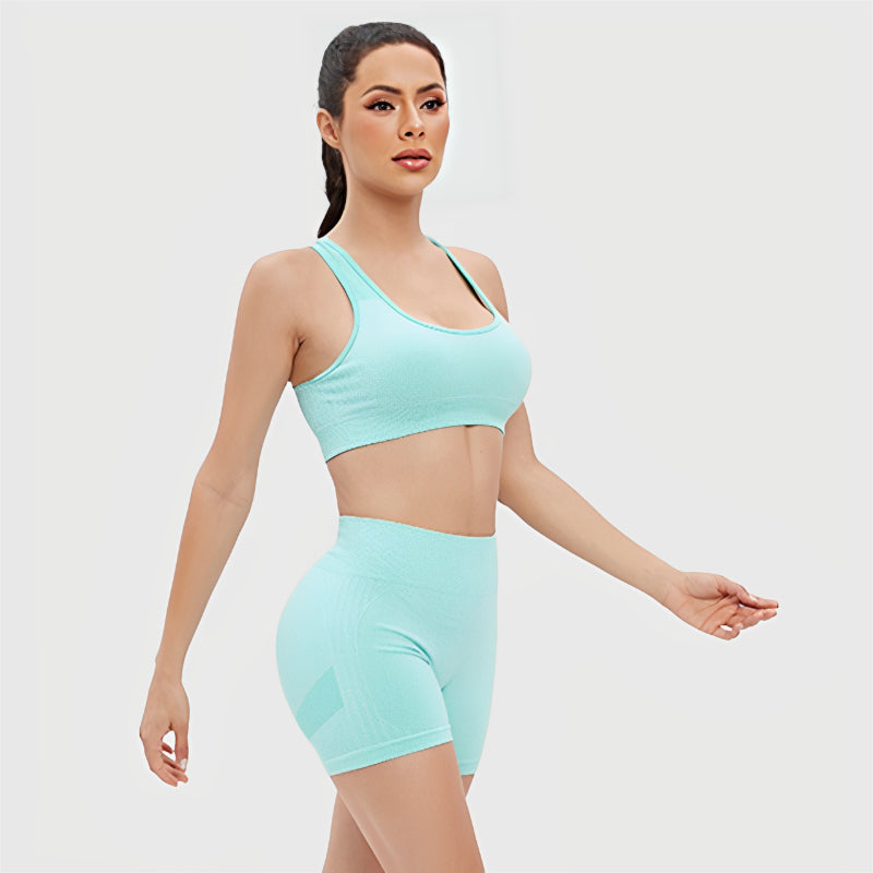 Ensemble de vêtements de sport 2 pièces sans couture avec soutien-gorge et short