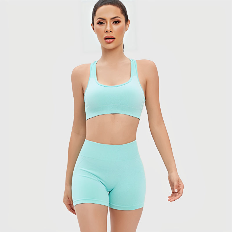 2 Pieces Seamless Vest Bra And Shorts Activewear Set