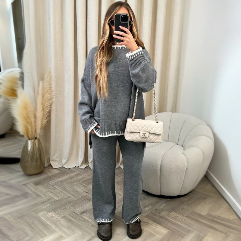 2 Pieces Winter Knitted Loungewear Set