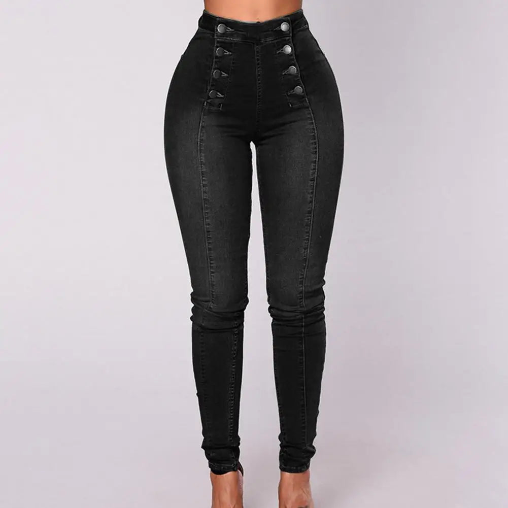 Damen Bleistiftjeans mit hoher Taille