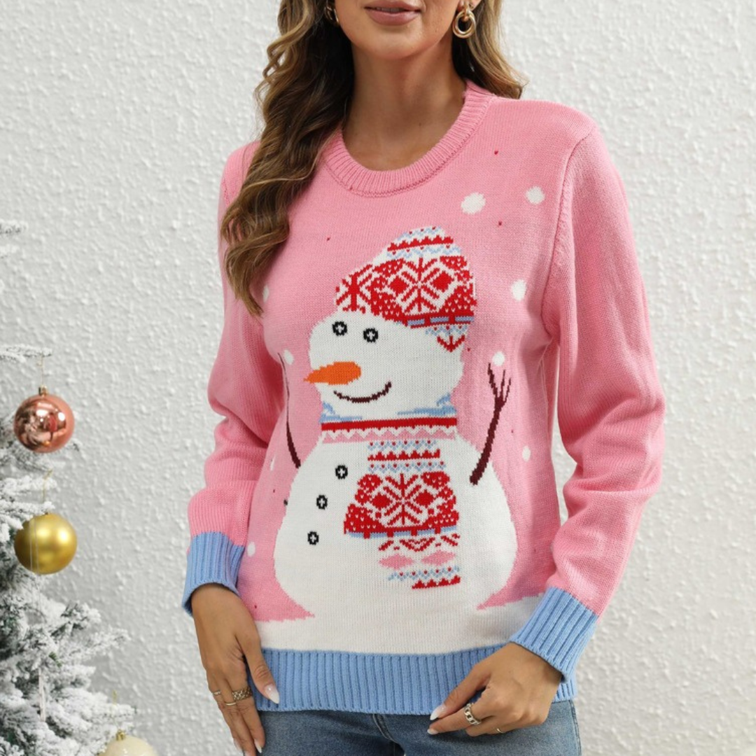 Snowman Winter Long Sleeve Pullover Sweater