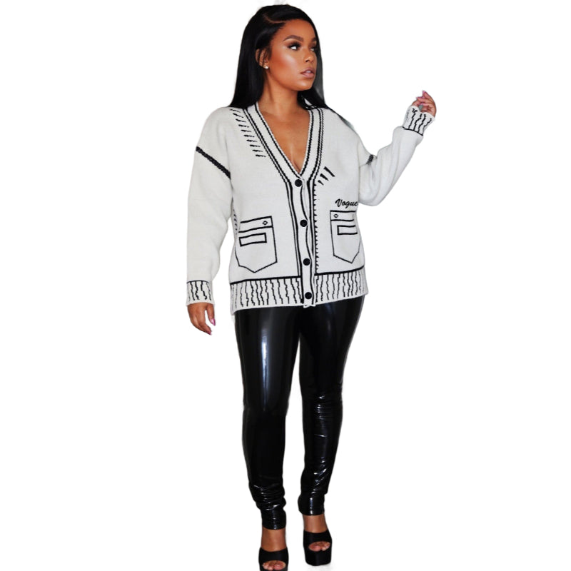 Graffiti Idle Knit Loose Cardigan Sweater