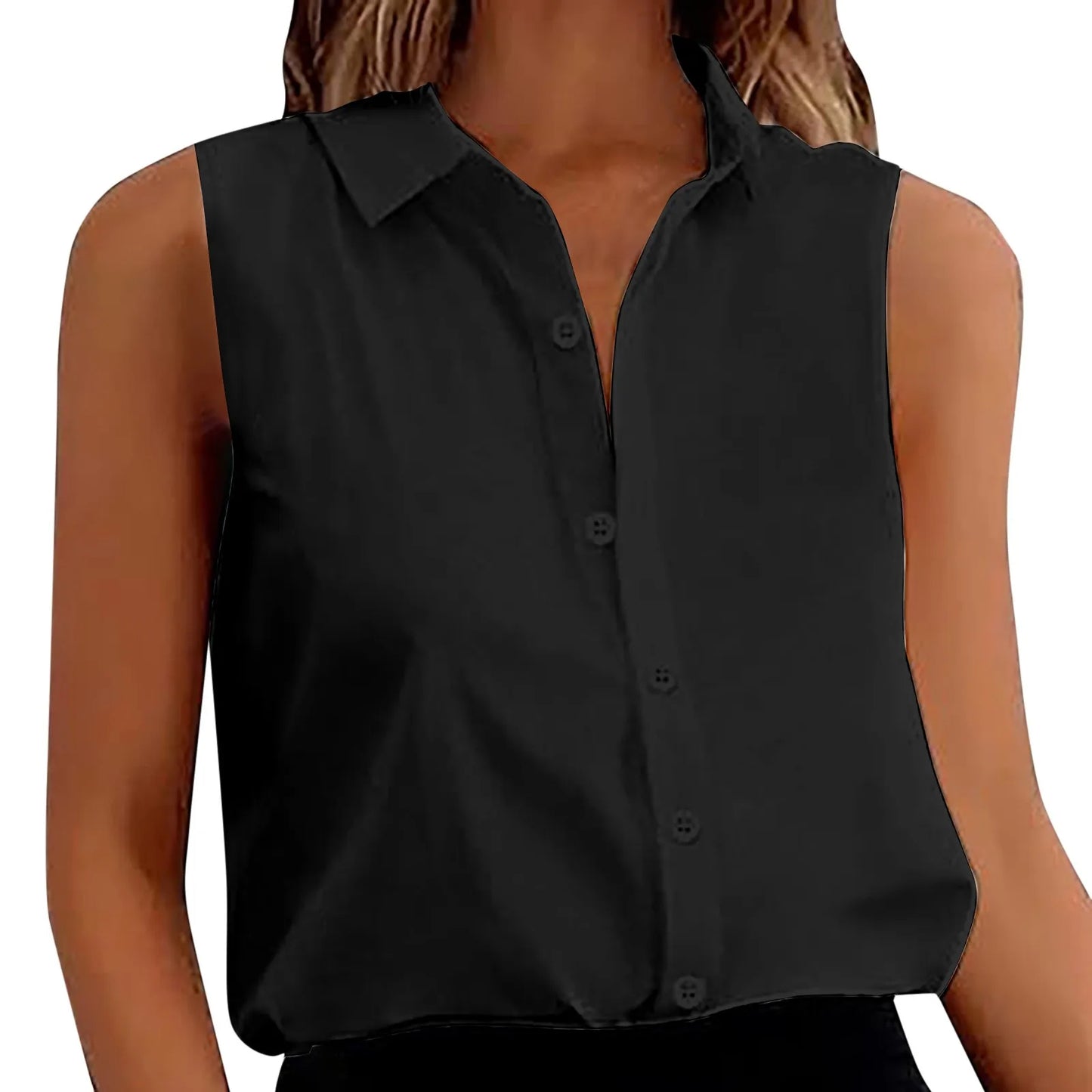 Summer Elegant Button Up Sleeveless Top