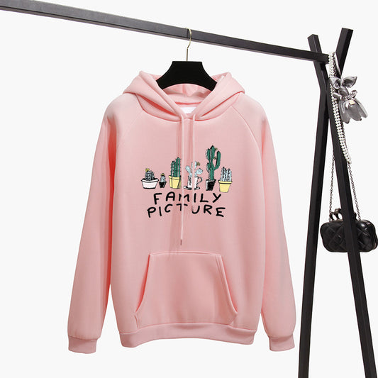 Lässiger Pullover-Hoodie mit Familienbild-Aufdruck