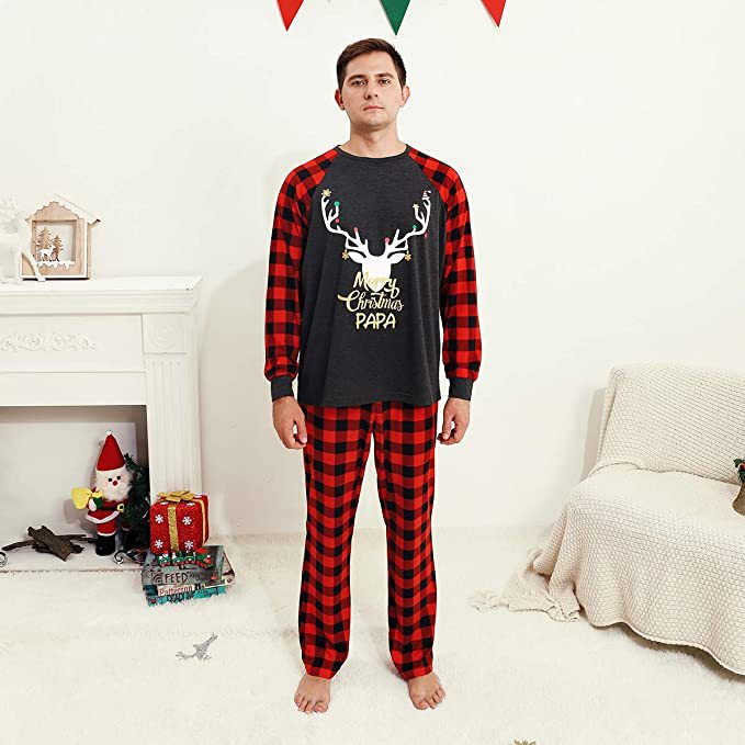 Ensemble de pyjama assorti pour la famille imprimé élan joyeux Noël