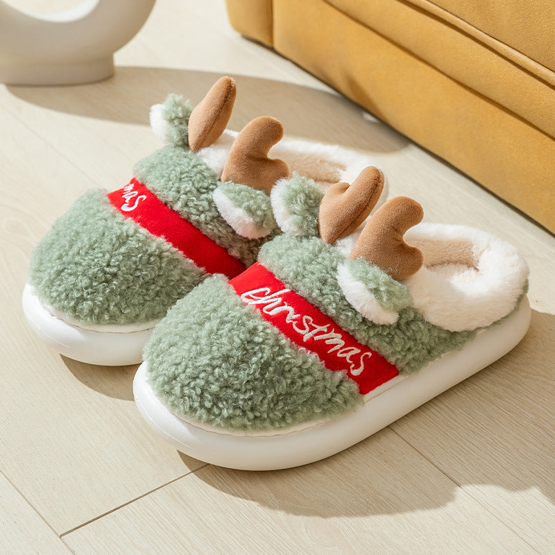 Christmas 3D Elk Horn Soft Cozy Slippers