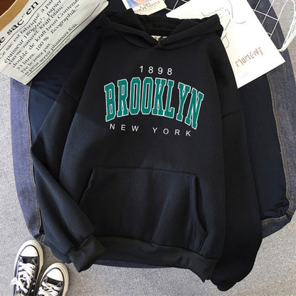 Brooklyn New York Printed Casual Hoodie