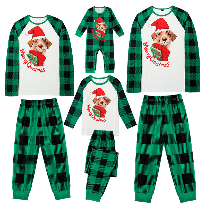 Ensemble de pyjama assorti pour la famille imprimé chiot Père Noël de Noël