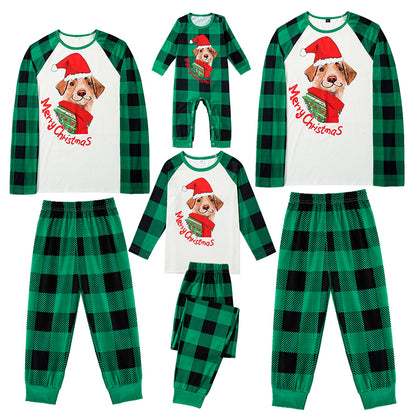 Weihnachtsmann-Welpen-bedrucktes, passendes Familien-Pyjama-Set