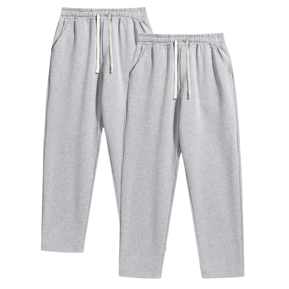 Set Of 2 Regular Fit Solid Colored Athleisure Sweatpants With Drawstrings