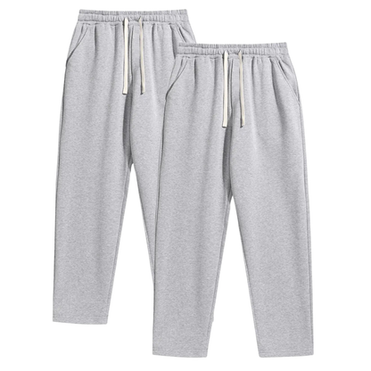 Set Of 2 Regular Fit Solid Colored Athleisure Sweatpants With Drawstrings