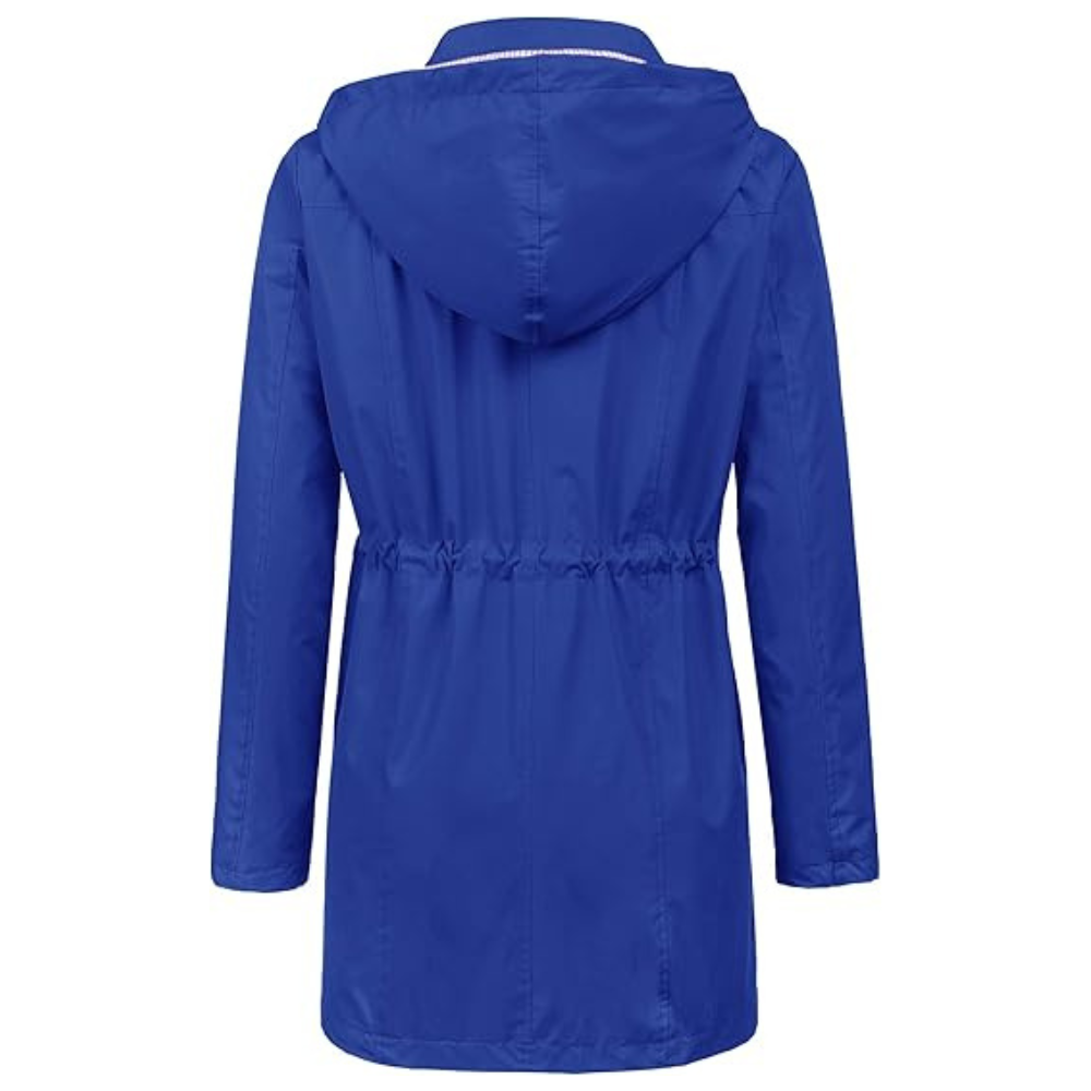 Waterproof Long Hooded Trench Coat Lined Windbreaker Travel Jacket