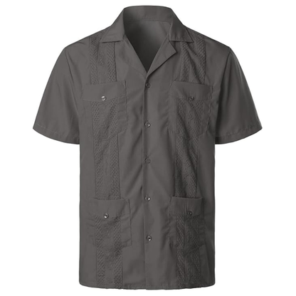 Short Sleeve Cuban Guayabera Button Down Shirt For Men