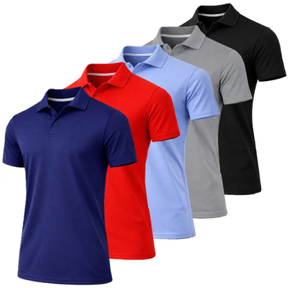 Mens Pack of 5 Dry Fit Short Sleeve Polo Shirts