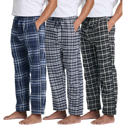 Pack Of 3 Flannel Plaid Pajama Pants For Men