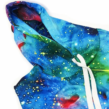 Mehrfarbiger Kapuzenpullover mit 3D-Weltraumgalaxie-Aufdruck