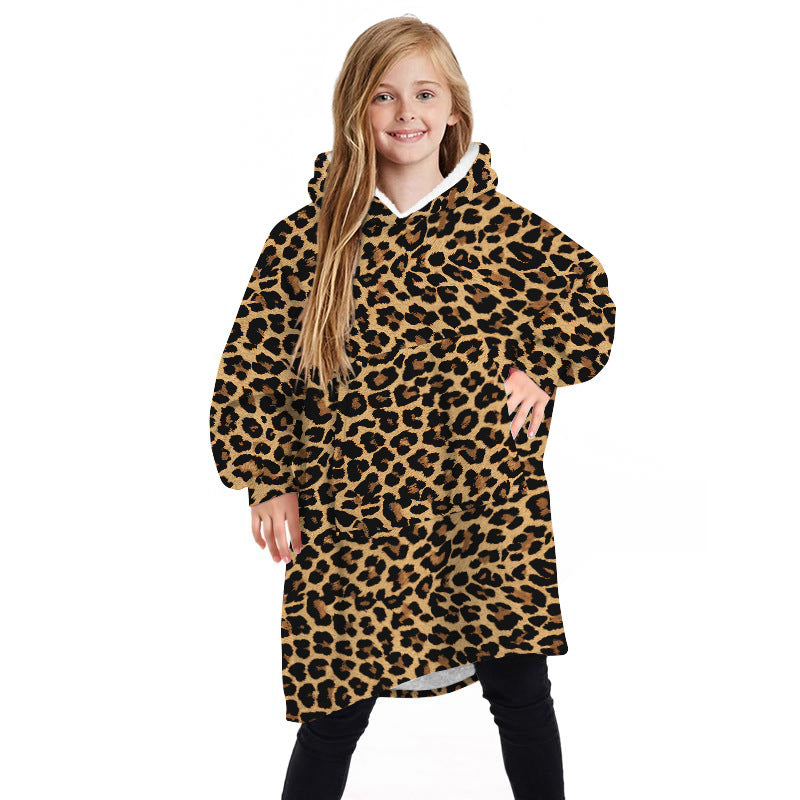 Winter Double Sided Blanket Hoodie For Kids